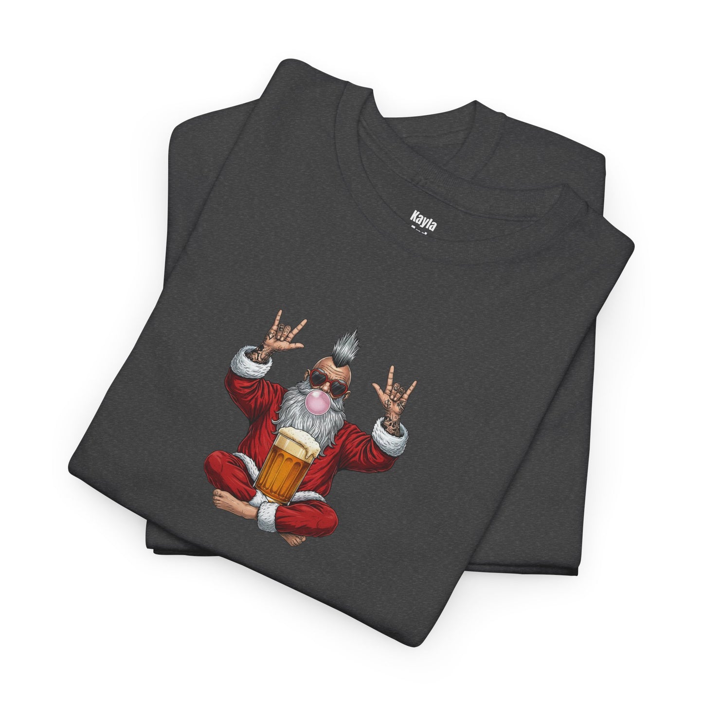 Punk Rock Santa Zen T-shirt | Funny Holiday Rock On Meditating Graphic