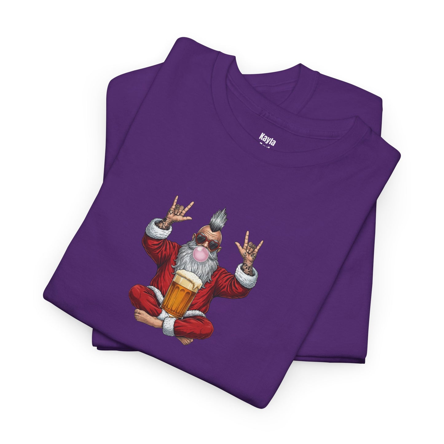 Punk Rock Santa Zen T-shirt | Funny Holiday Rock On Meditating Graphic