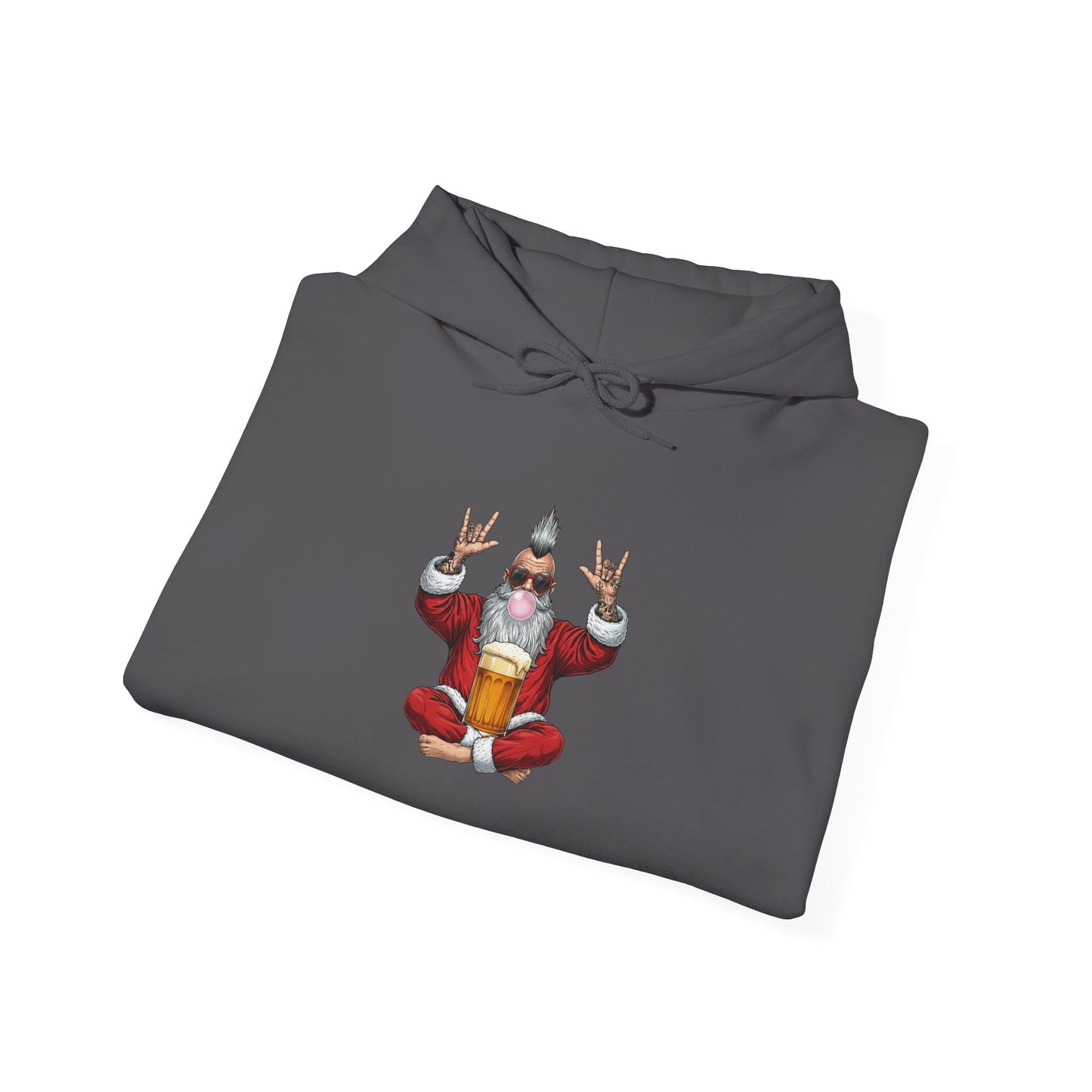 Punk Rock Santa Zen Hoodie | Funny Holiday Rock On Meditating Graphic
