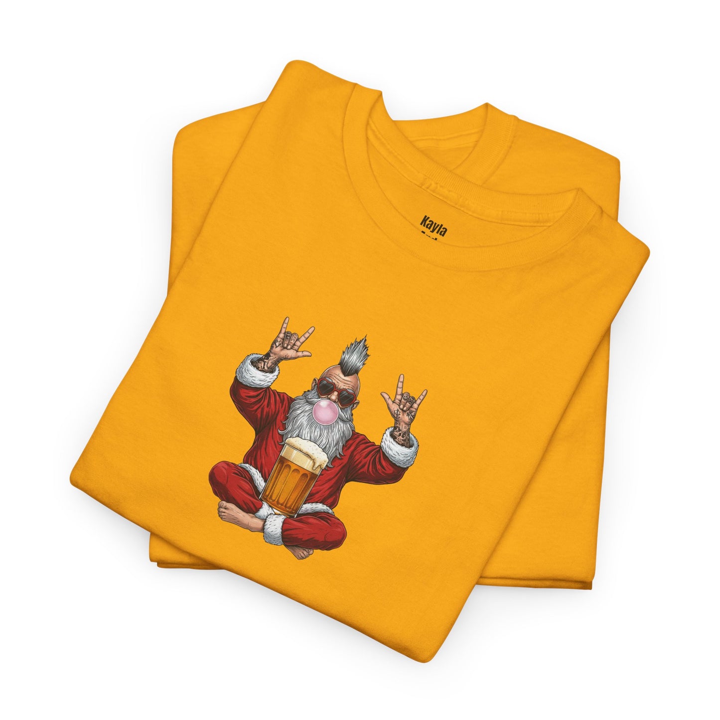 Punk Rock Santa Zen T-shirt | Funny Holiday Rock On Meditating Graphic