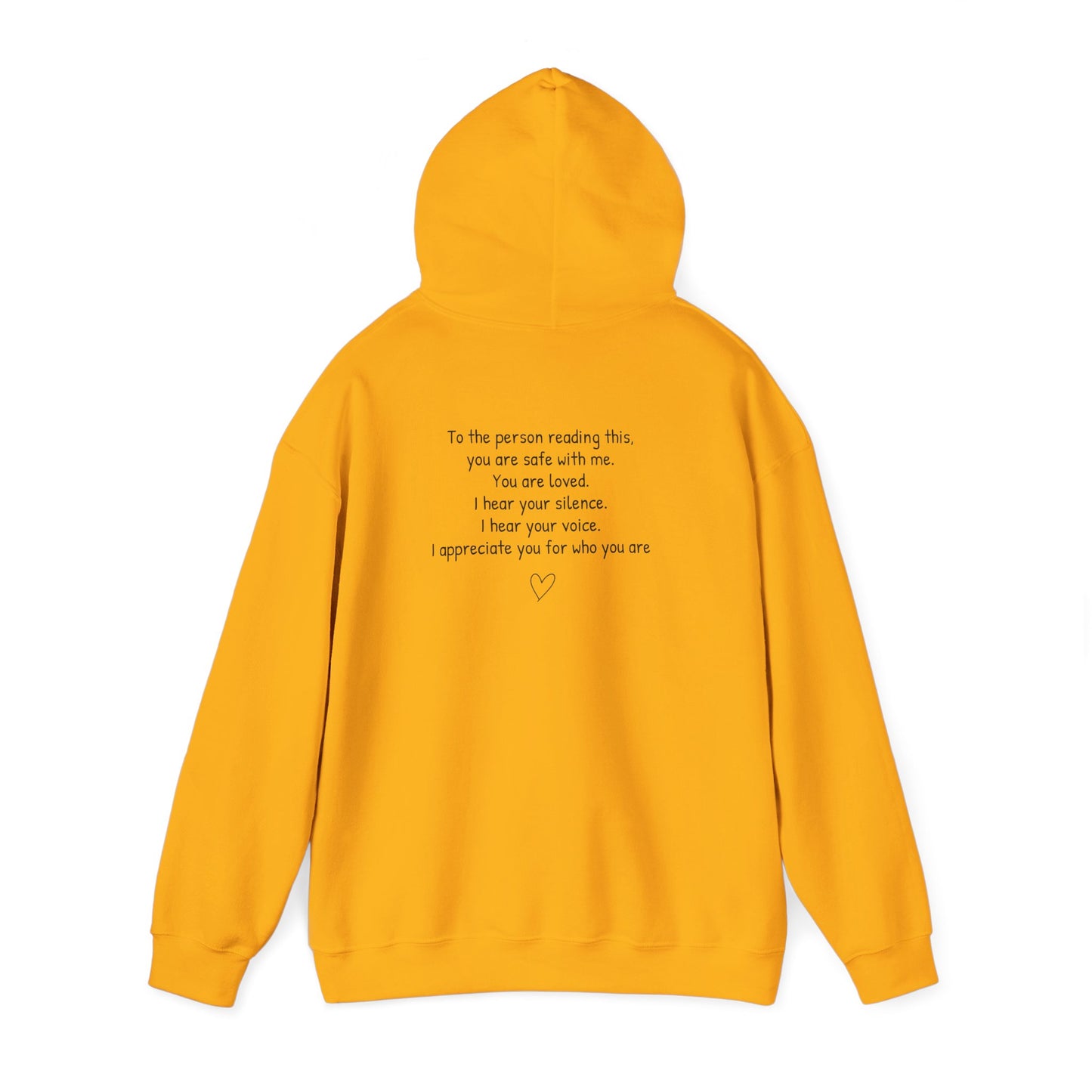 SAFE PLACE Hoodie – “To the person reading this, you are safe with me” Mental Health Sweatshirt