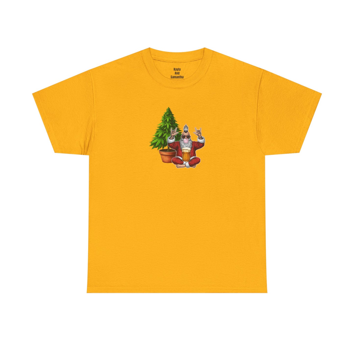 Mohawk Santa 420 T-Shirt | Rock & Roll Cannabis Christmas Tree Graphic