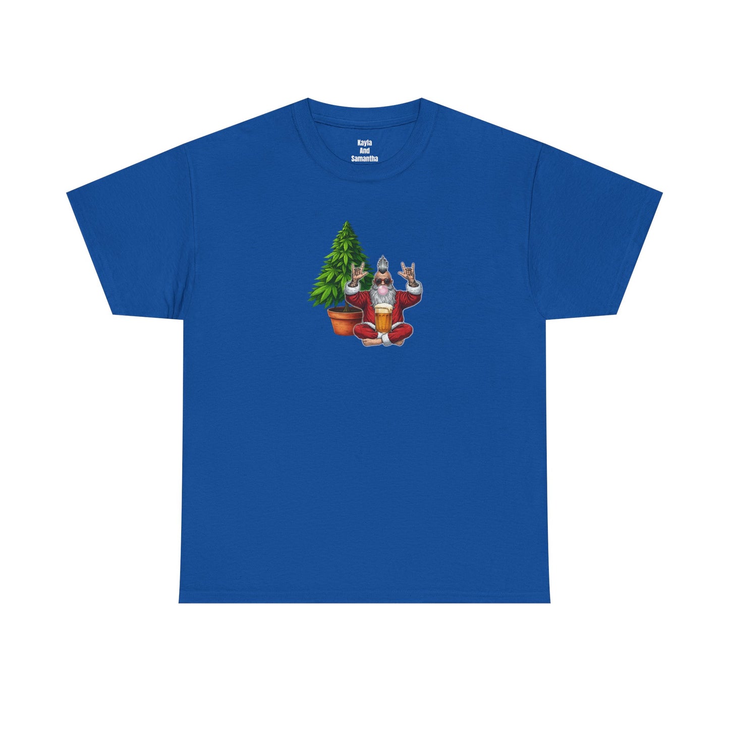 Mohawk Santa 420 T-Shirt | Rock & Roll Cannabis Christmas Tree Graphic