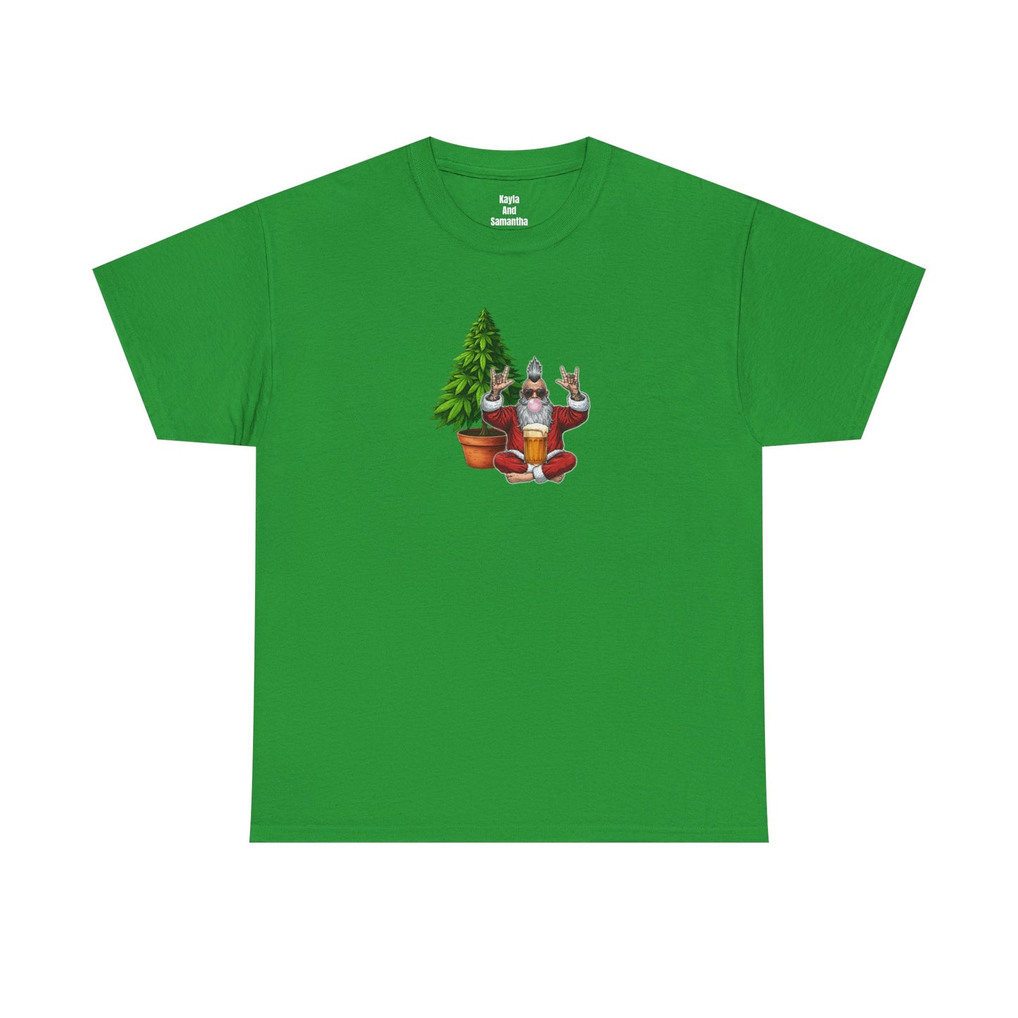 Mohawk Santa 420 T-Shirt | Rock & Roll Cannabis Christmas Tree Graphic