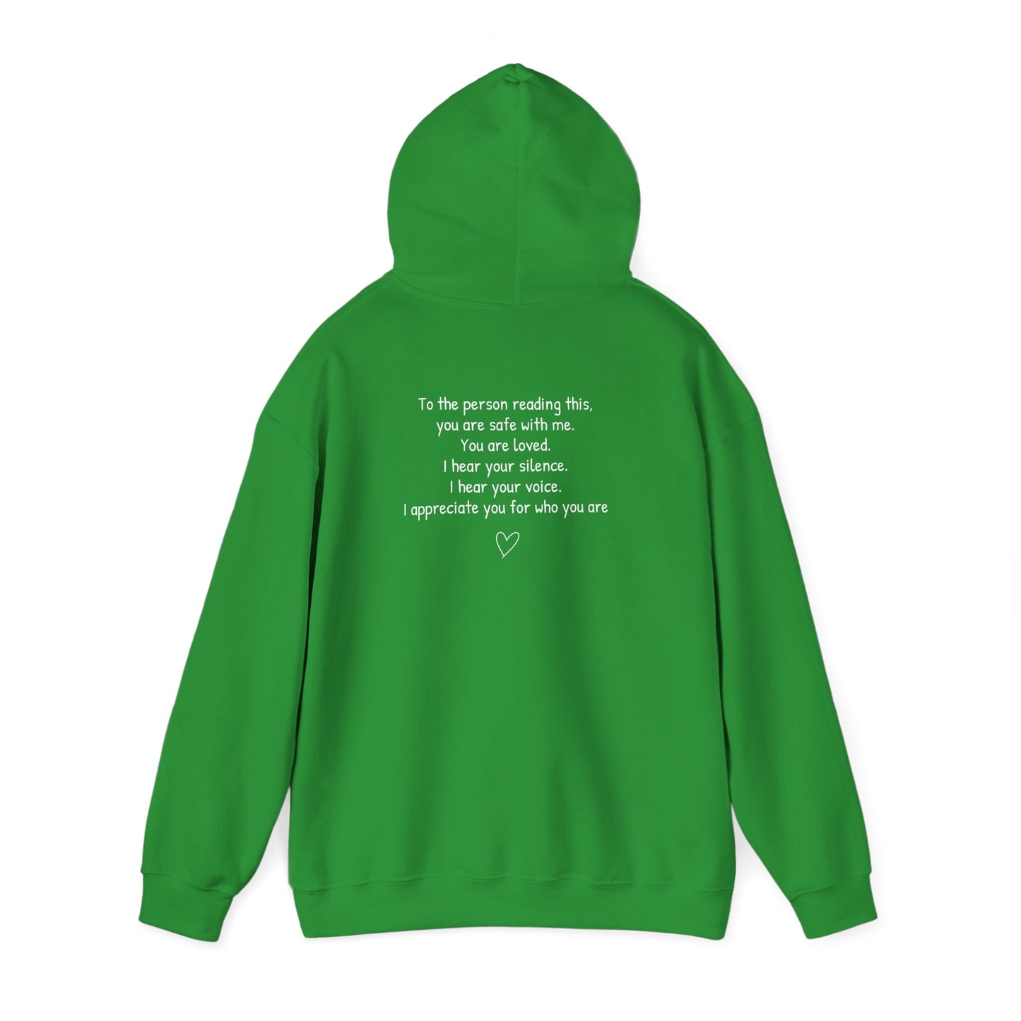 SAFE PLACE Hoodie – “To the person reading this, you are safe with me” Mental Health Sweatshirt