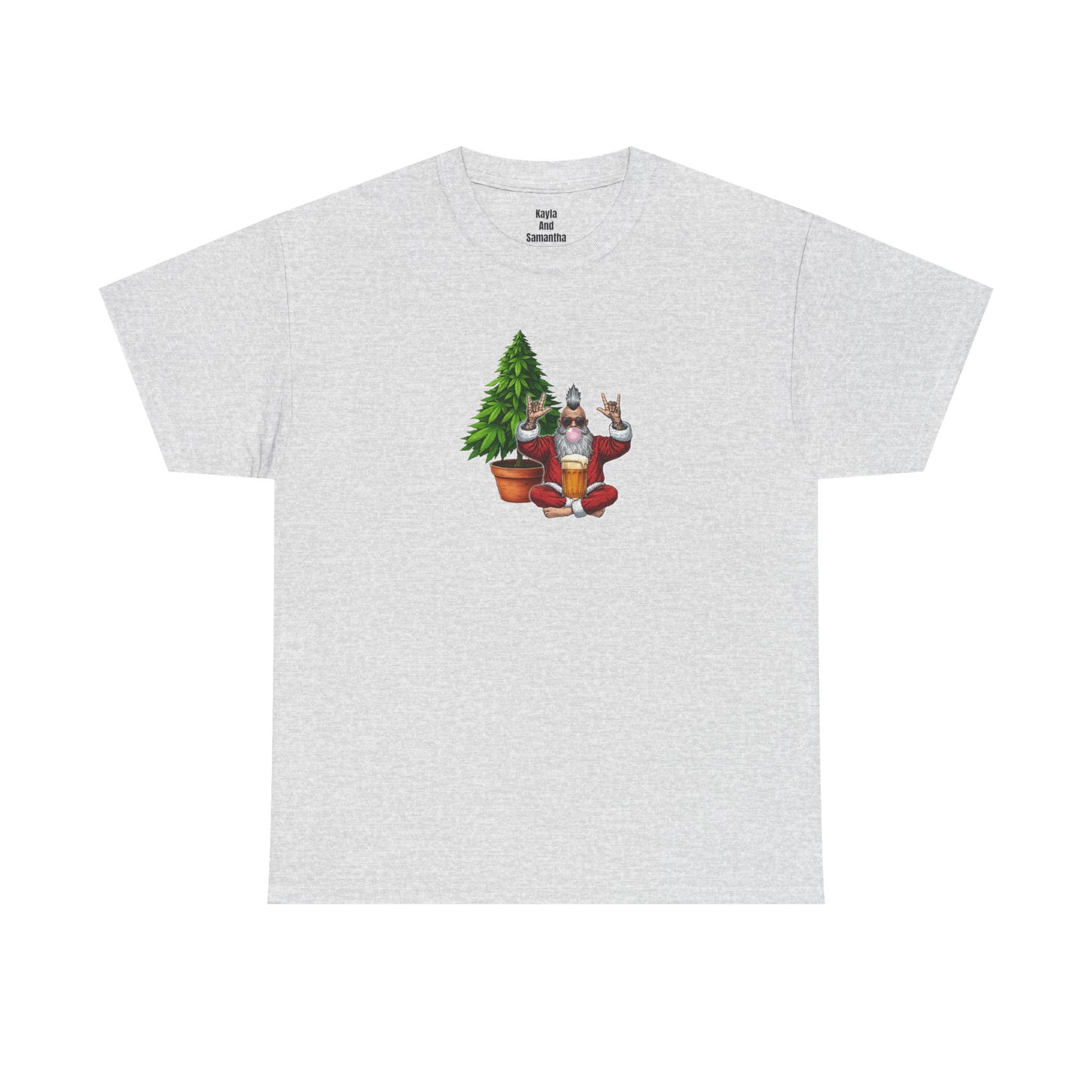 Mohawk Santa 420 T-Shirt | Rock & Roll Cannabis Christmas Tree Graphic