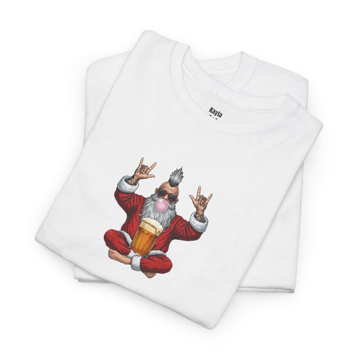 Punk Rock Santa Zen T-shirt | Funny Holiday Rock On Meditating Graphic