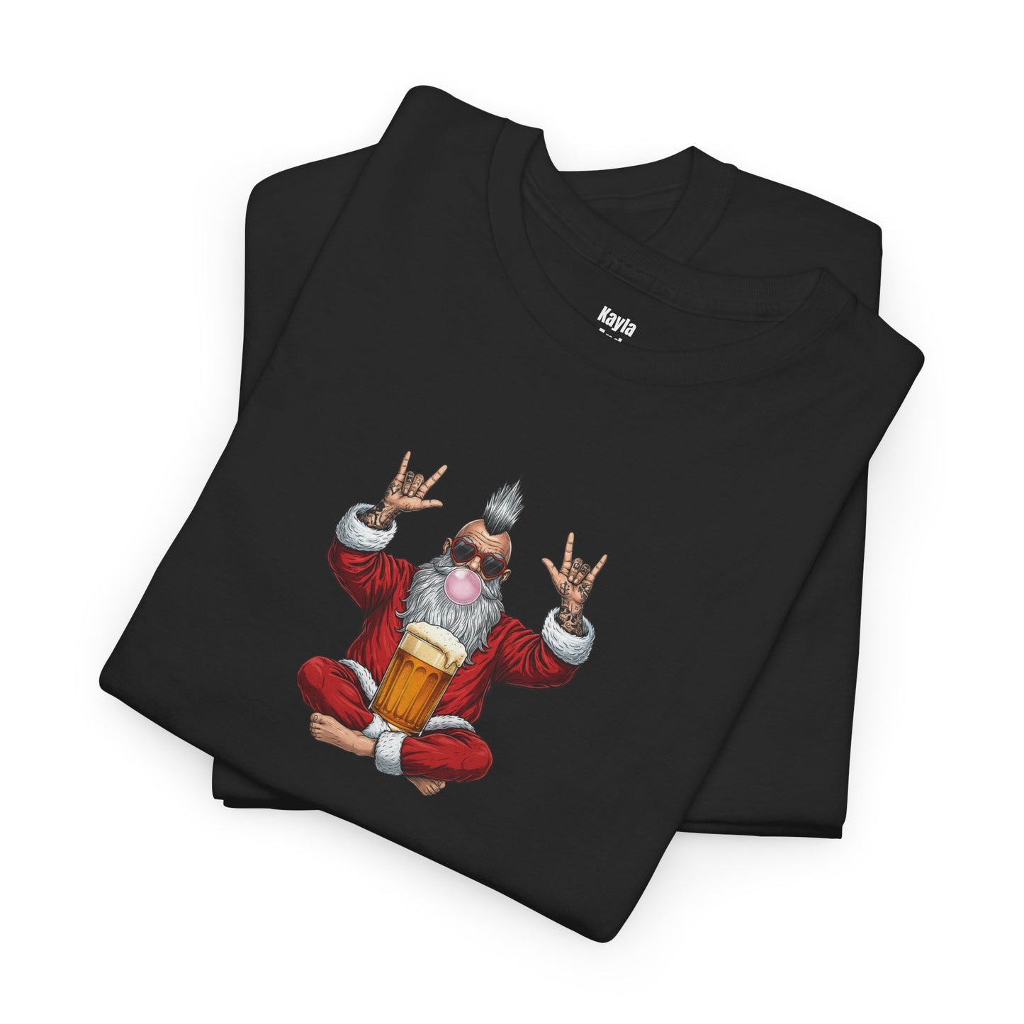 Punk Rock Santa Zen T-shirt | Funny Holiday Rock On Meditating Graphic