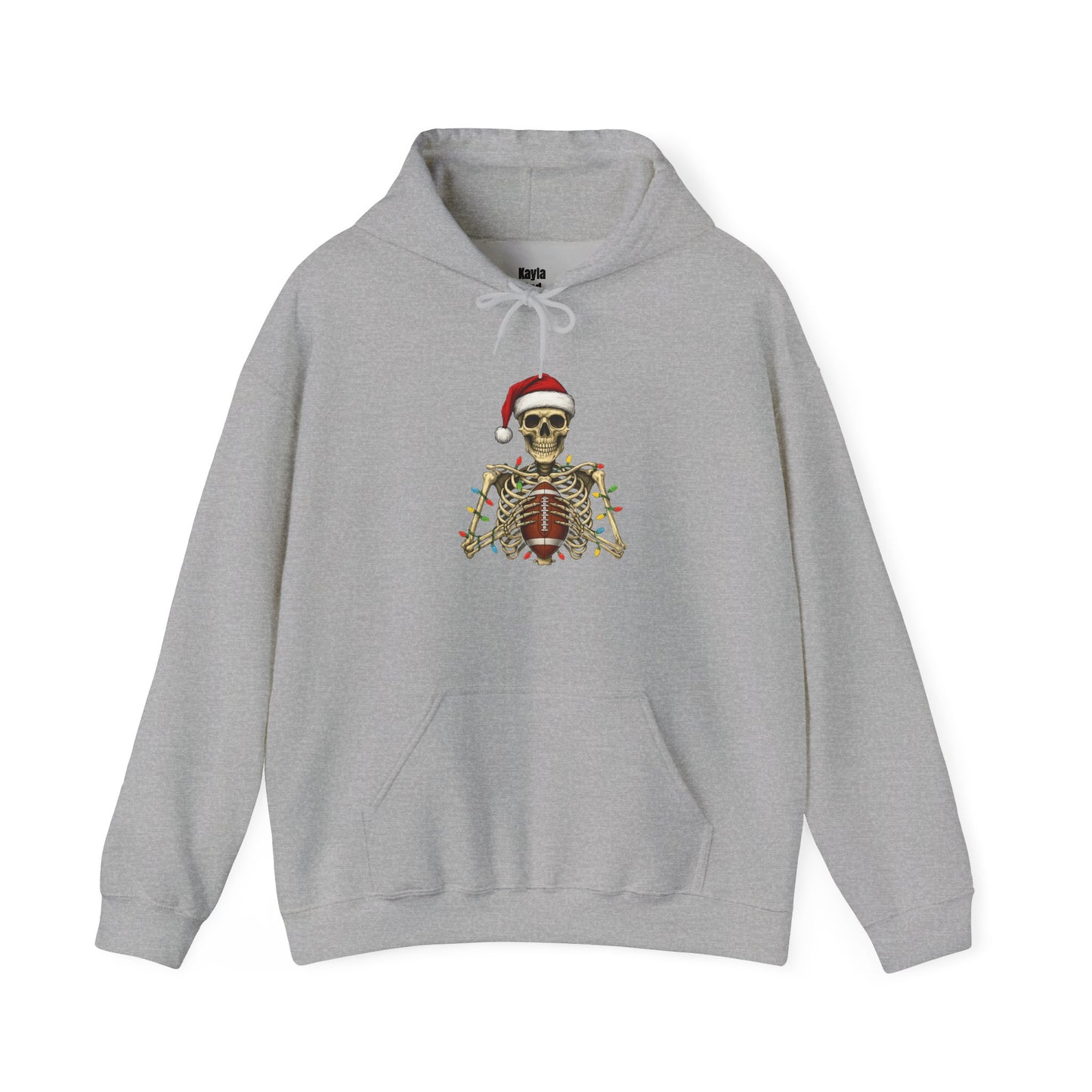 Christmas Skeleton Football Hoodie | Santa Skull Holiday Lights Sweatshirt