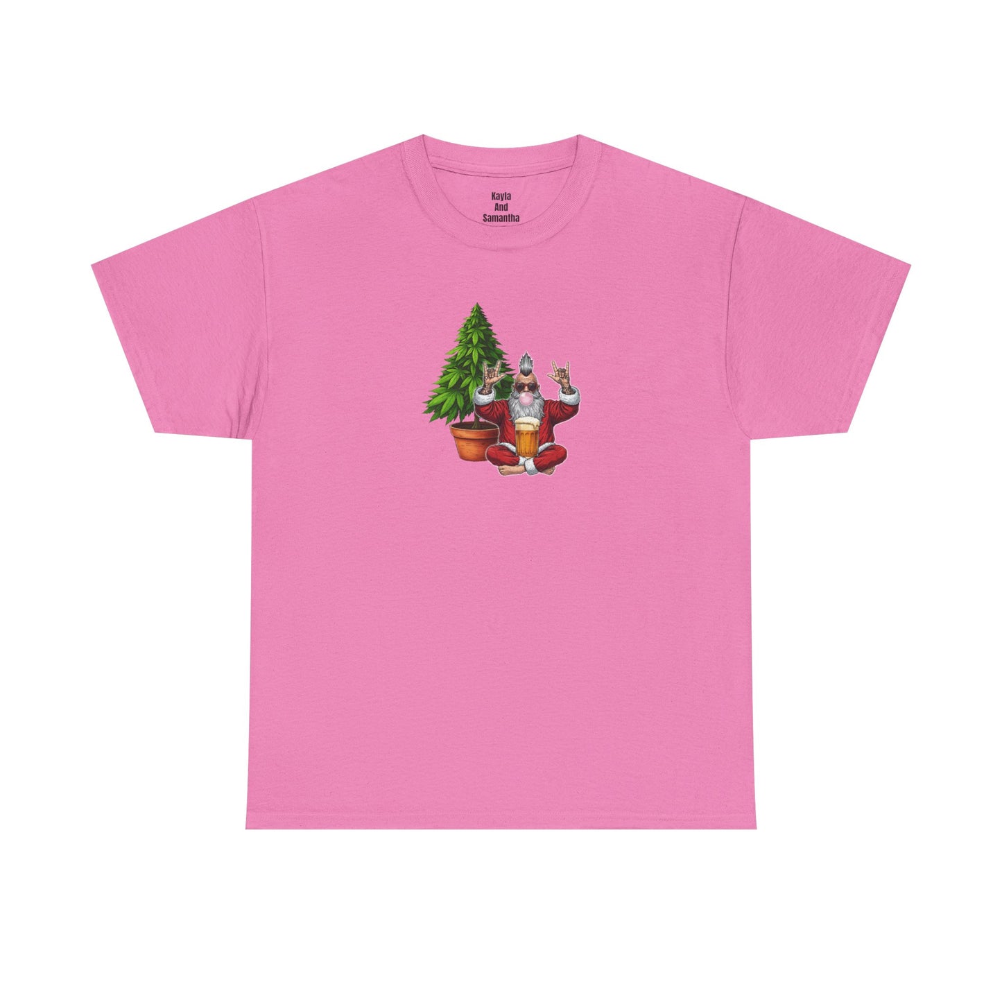 Mohawk Santa 420 T-Shirt | Rock & Roll Cannabis Christmas Tree Graphic