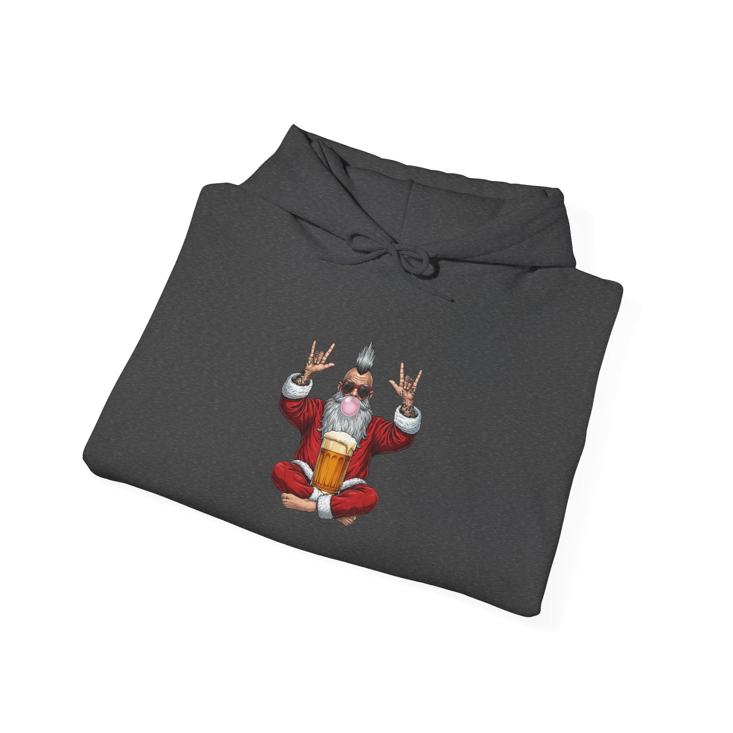Punk Rock Santa Zen Hoodie | Funny Holiday Rock On Meditating Graphic