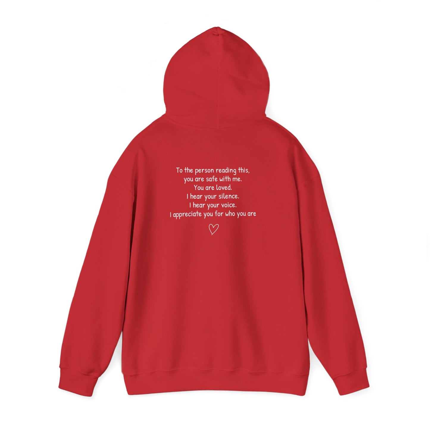 SAFE PLACE Hoodie – “To the person reading this, you are safe with me” Mental Health Sweatshirt