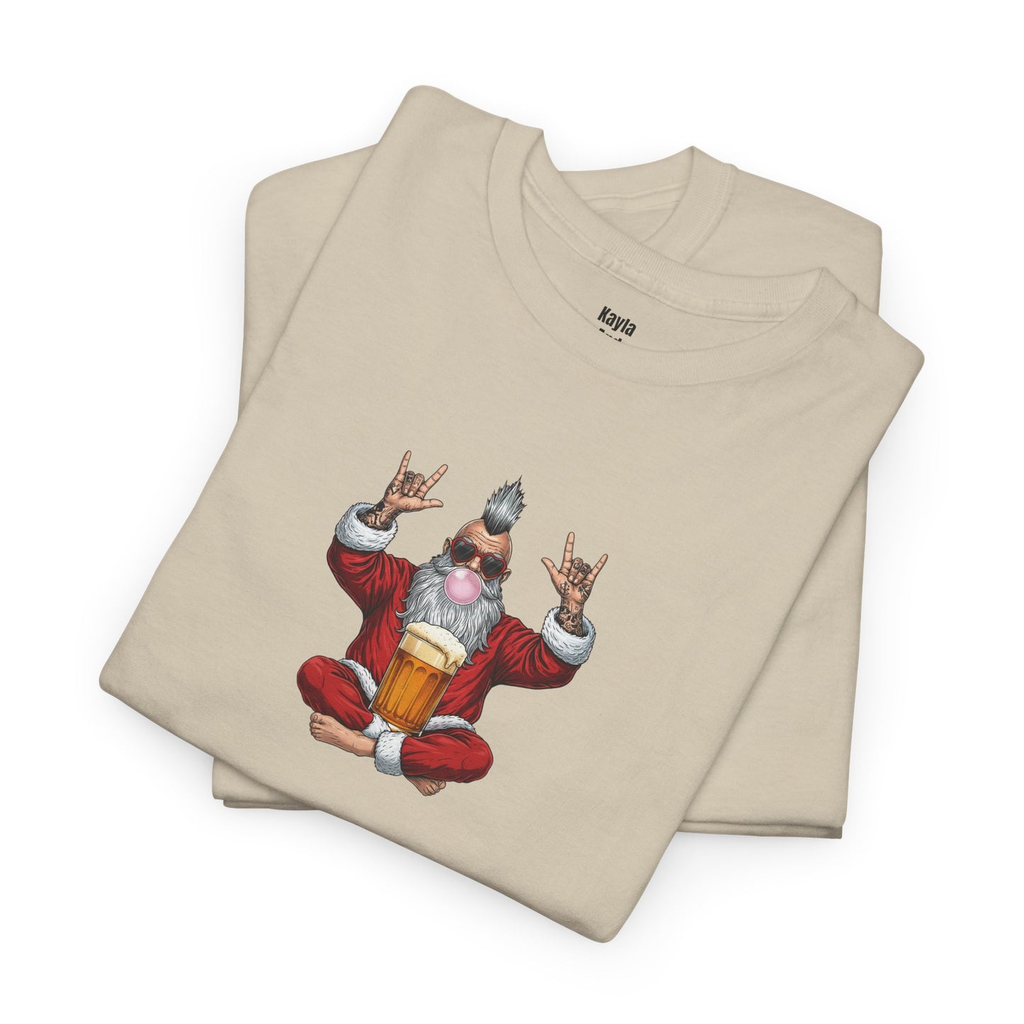 Punk Rock Santa Zen T-shirt | Funny Holiday Rock On Meditating Graphic