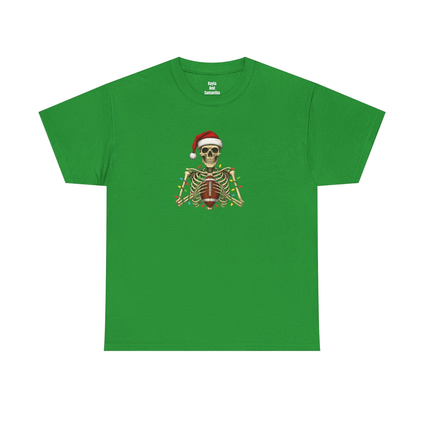 Christmas Skeleton Football T-shirt | Santa Skull Holiday Lights Tee