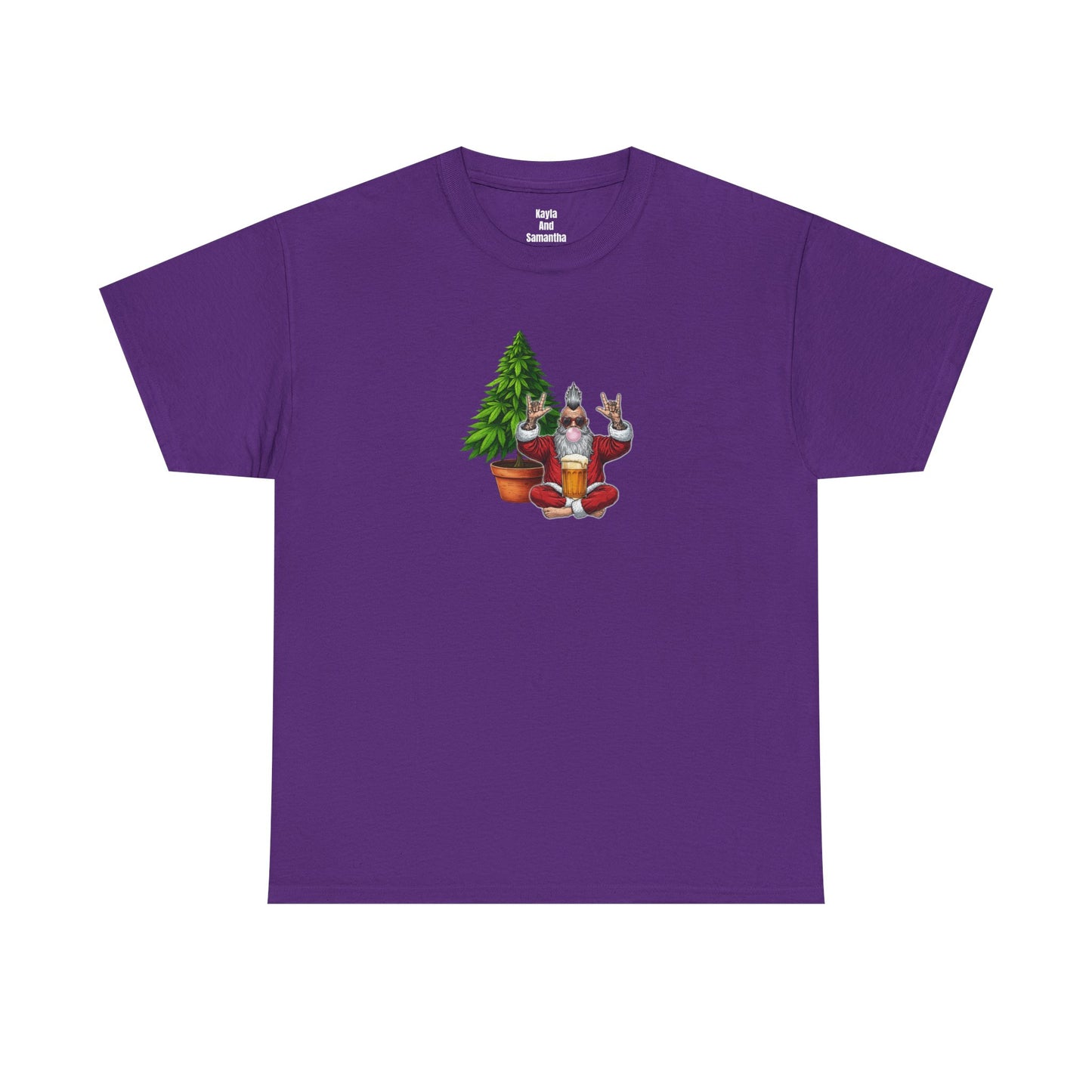 Mohawk Santa 420 T-Shirt | Rock & Roll Cannabis Christmas Tree Graphic