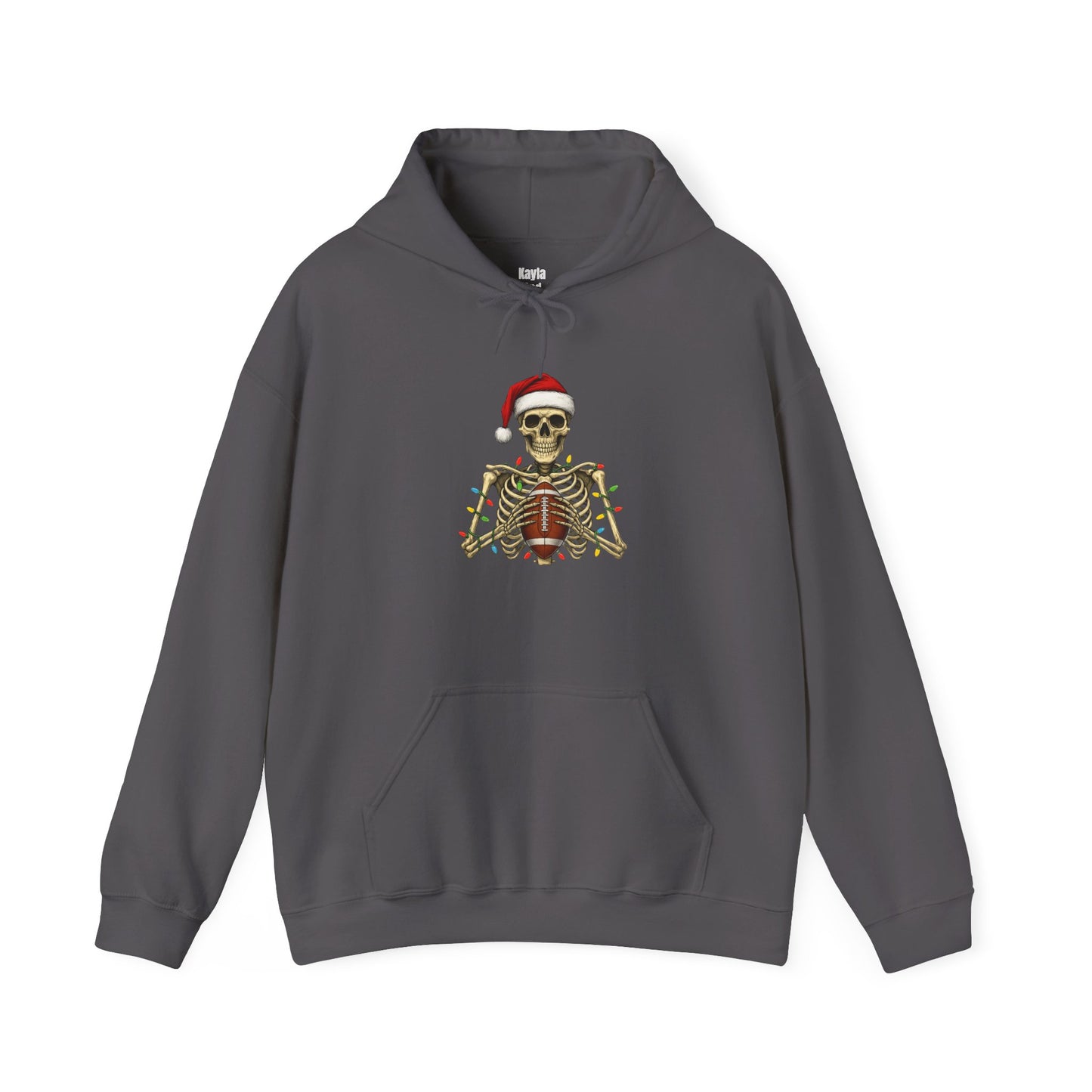 Christmas Skeleton Football Hoodie | Santa Skull Holiday Lights Sweatshirt