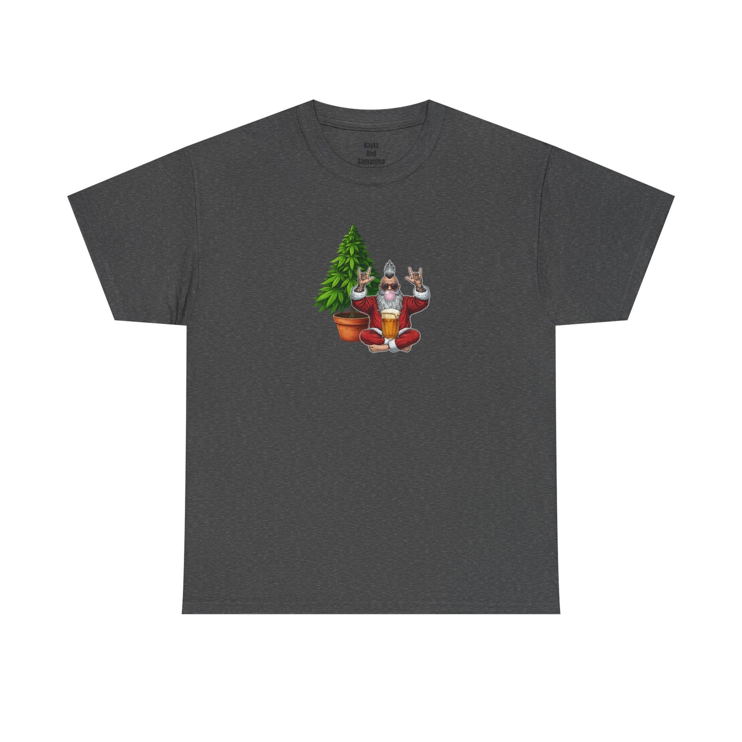 Mohawk Santa 420 T-Shirt | Rock & Roll Cannabis Christmas Tree Graphic